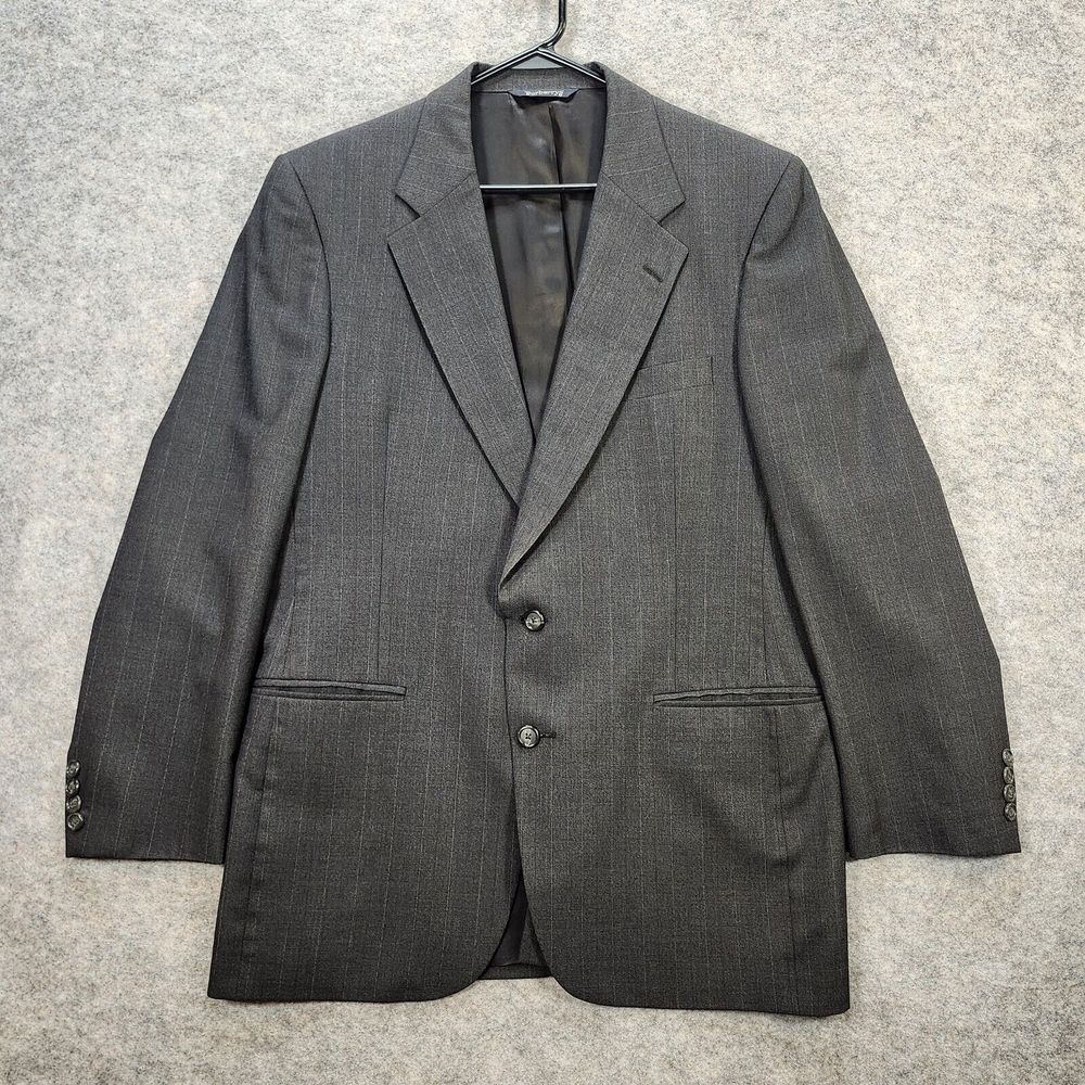 Burberrys Pure Wool Blazer Sport Coat Suit Jacket Men‎ 40R Dark Gray USA Vintage